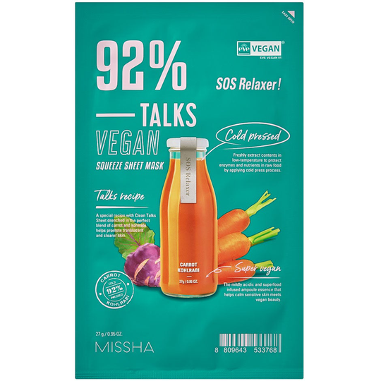 Talks Vegan Squeeze Sheet Mask [Sos Relaxer], 27 g MISSHA Kasvonaamio