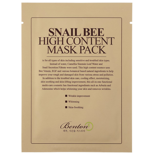 Snail Bee High Content Mask Pack, Benton Kasvonaamio