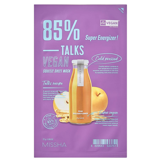 Talks Vegan Squeeze Sheet Mask [Super Energizer], 27 g MISSHA Kasvonaamio