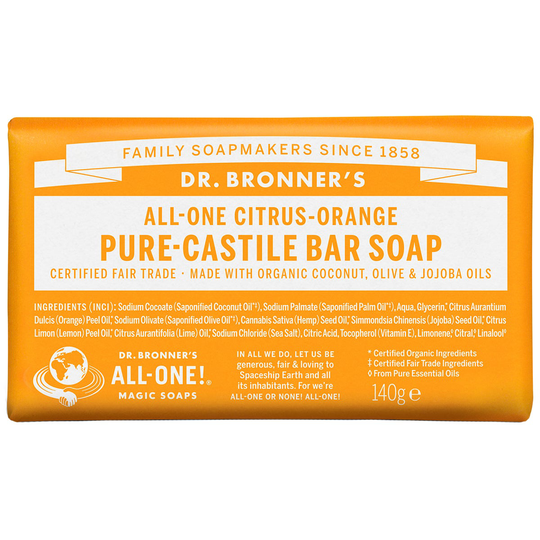 Citrus Orange Bar Soap, 140 g Dr. Bronner's Suihkugeelit
