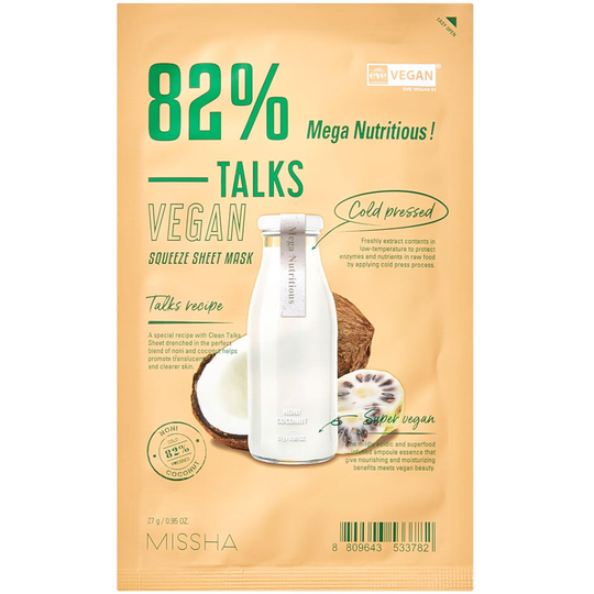 Talks Vegan Squeeze Sheet Mask [Mega Nutritious], 27 g MISSHA Kasvonaamio